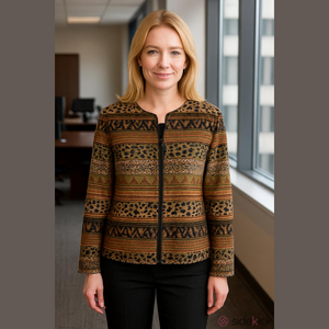 Positive Attitude 100% Nylon Animal Print Dress Jacket